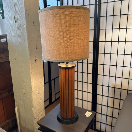 Danish Teak And Burlap Lamp