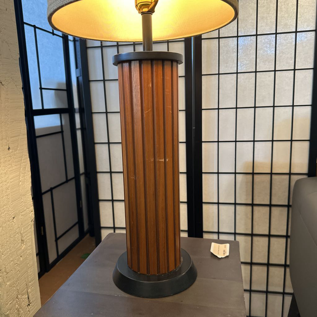 Danish Teak And Burlap Lamp
