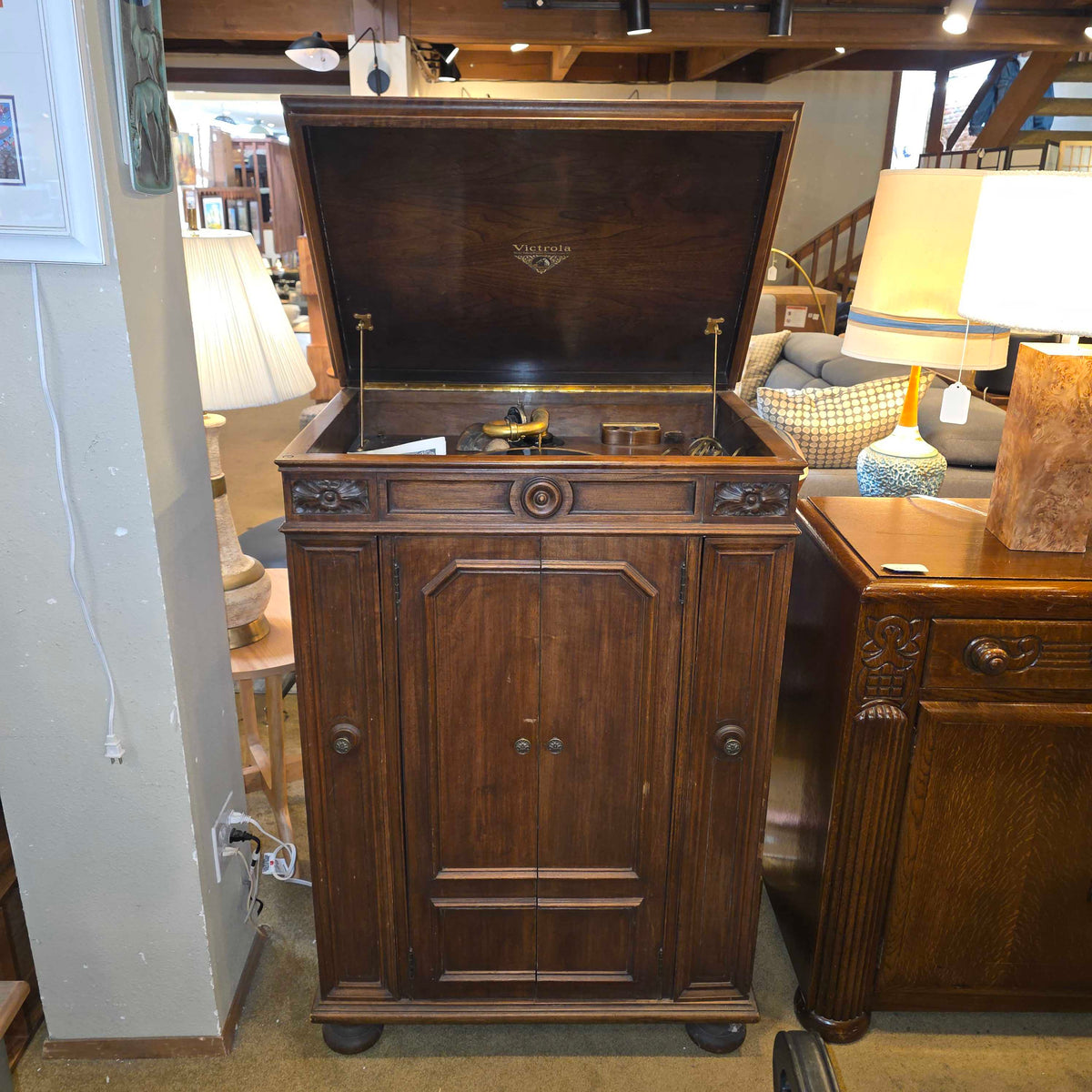 Victrola Carved Wood Cabinet