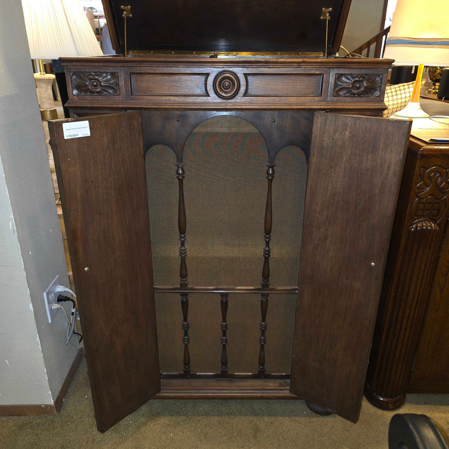 Victrola Carved Wood Cabinet