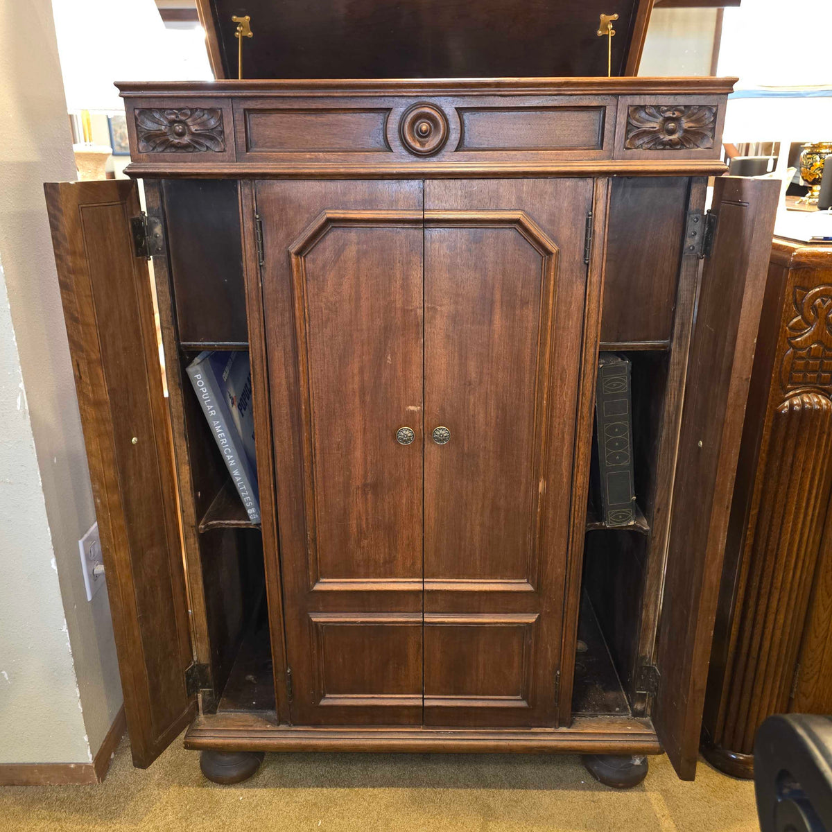 Victrola Carved Wood Cabinet AS IS