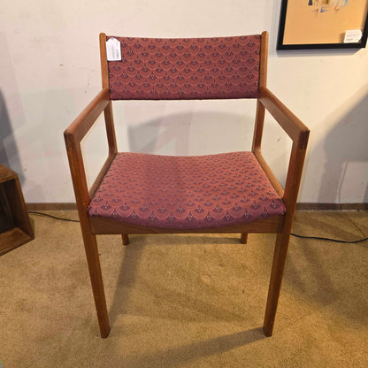 Vintage MCM Armchair with Maroon Scallop Fabric