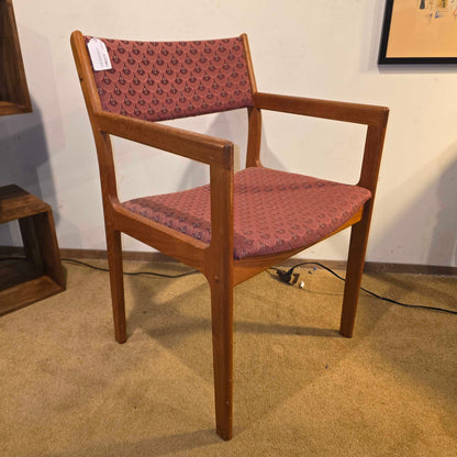 Vintage MCM Armchair with Maroon Scallop Fabric