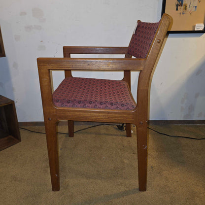 Vintage MCM Armchair with Maroon Scallop Fabric