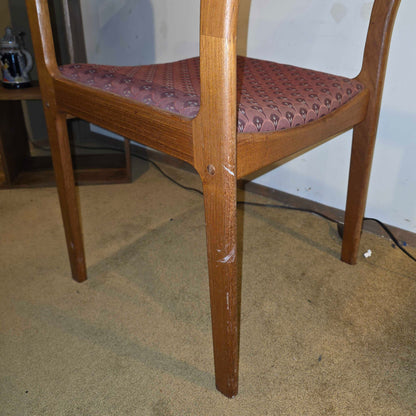 Vintage MCM Armchair with Maroon Scallop Fabric
