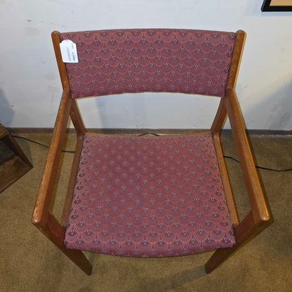 Vintage MCM Armchair with Maroon Scallop Fabric