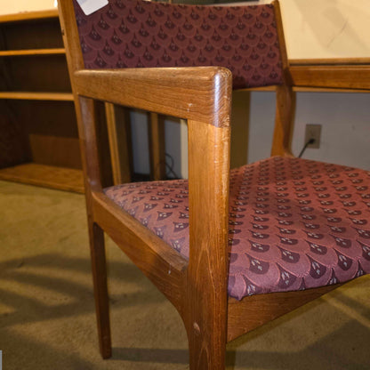 Vintage MCM Armchair with Maroon Scallop Fabric