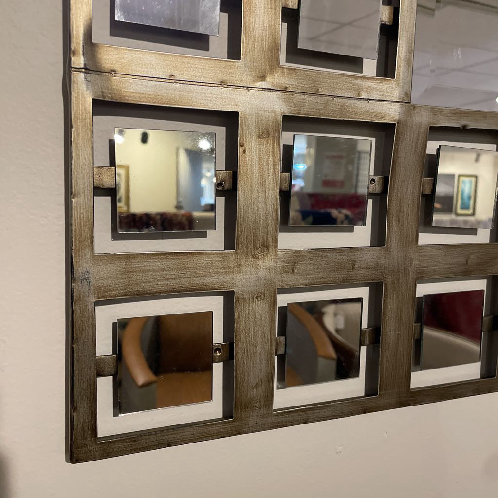 Square Mirror with Metal Squares Wide Border