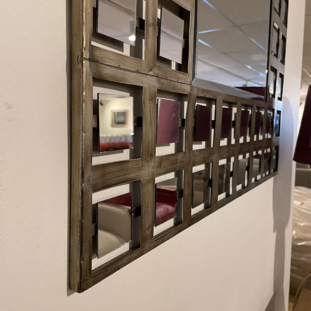 Square Mirror with Metal Squares Wide Border