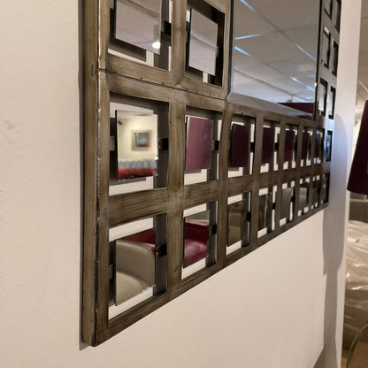 Square Mirror with Metal Squares Wide Border