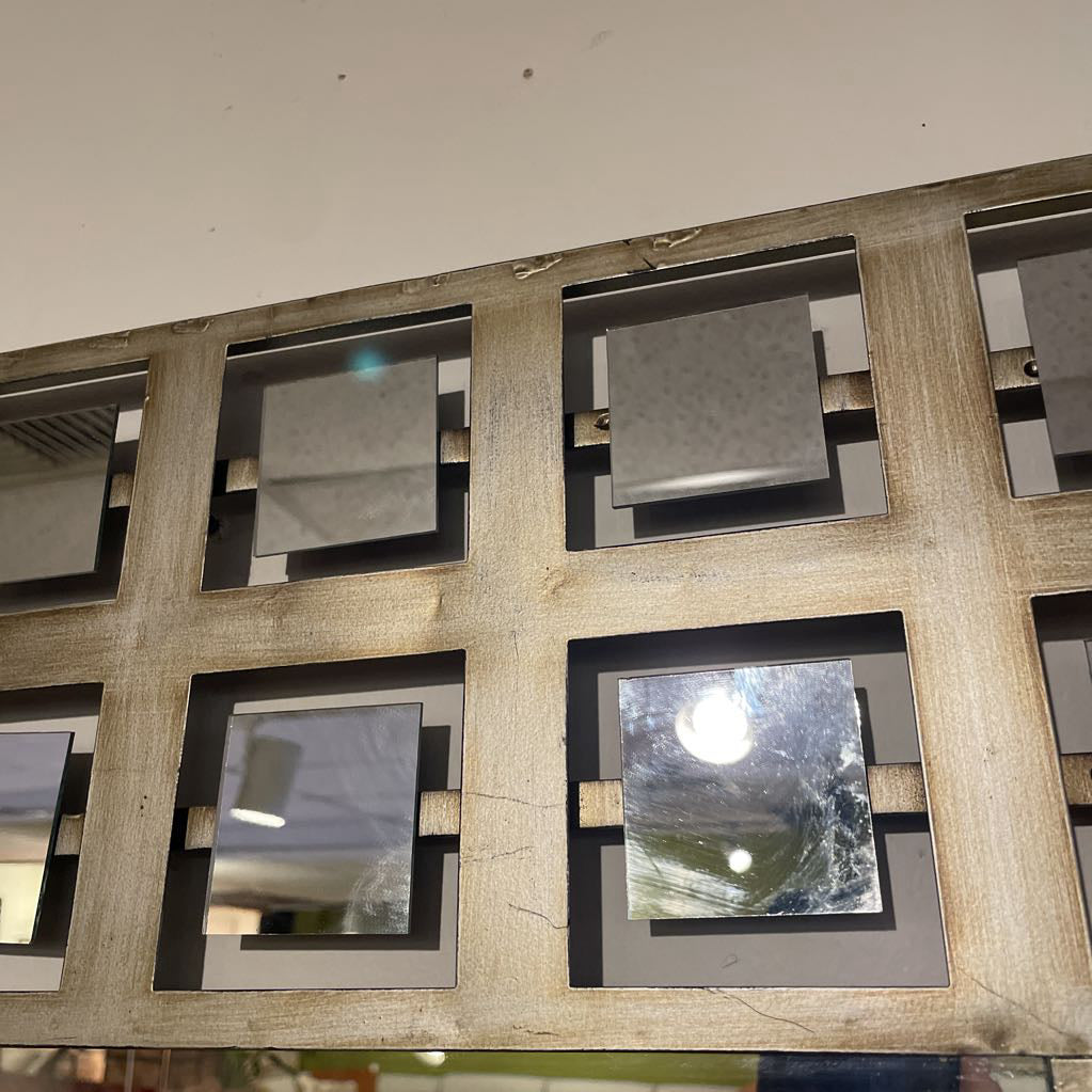 Square Mirror with Metal Squares Wide Border
