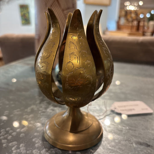 Vintage Brass Lotus Candle Holder