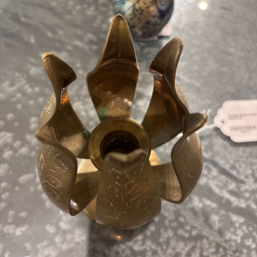 Vintage Brass Lotus Candle Holder