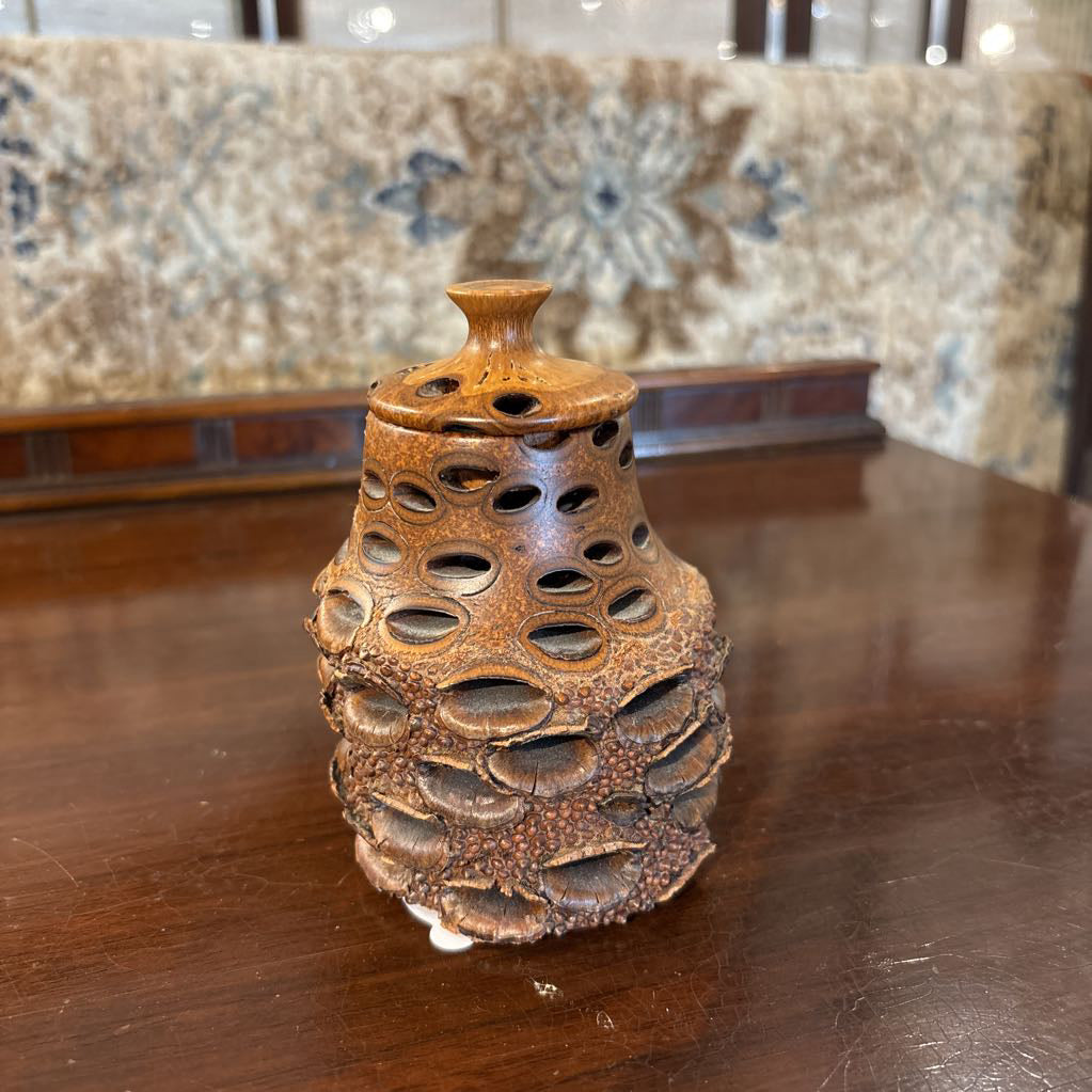 Vintage Australian Bansia Carved Vase
