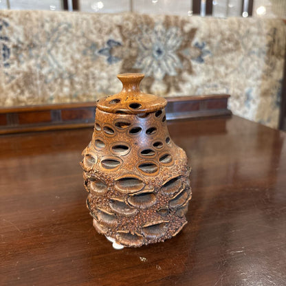Vintage Australian Bansia Carved Vase