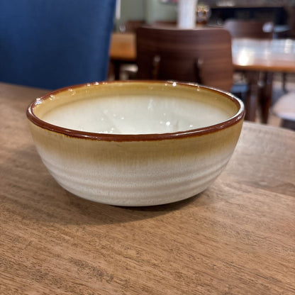 Grey Glazed Brown Rim Stoneware Bowl