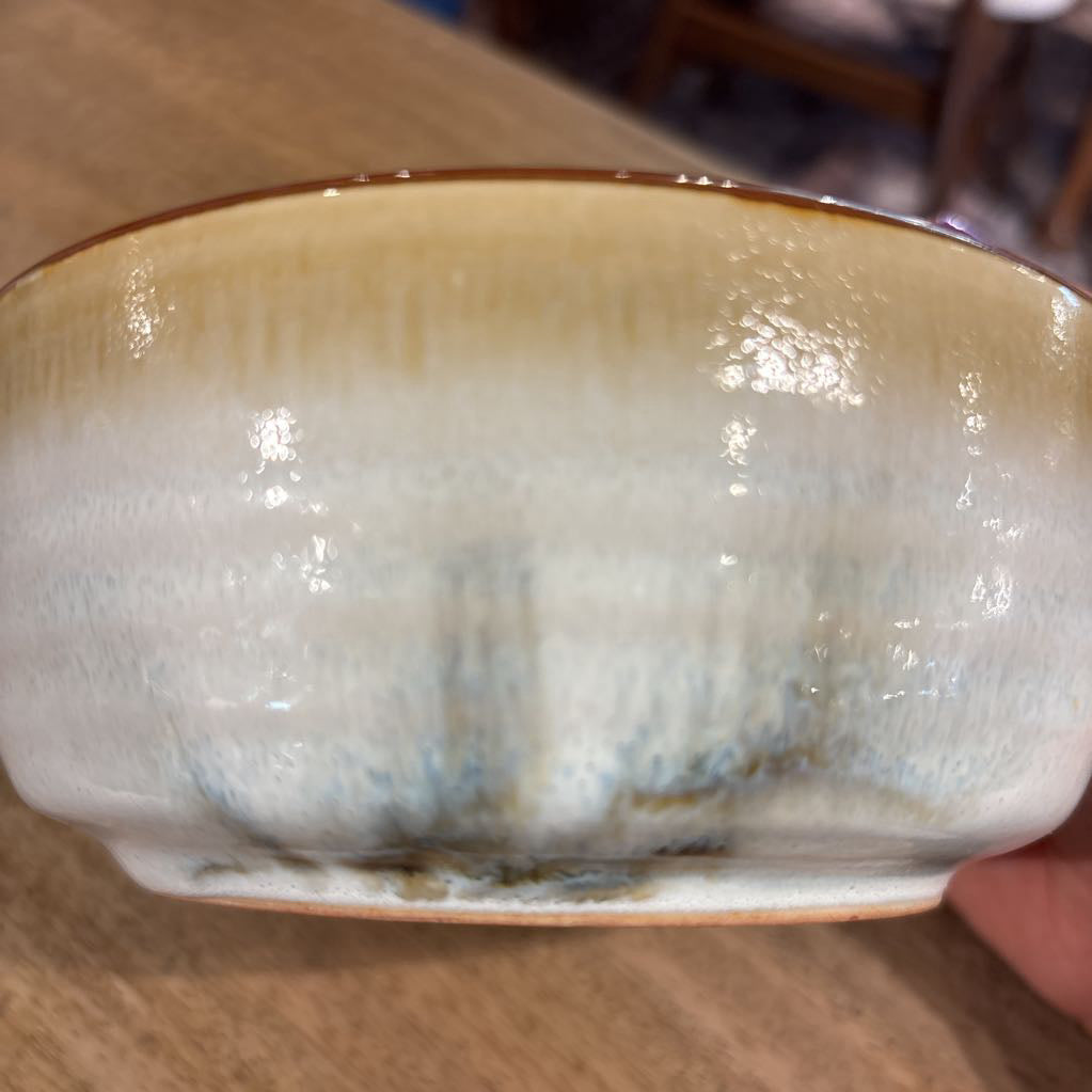 Grey Glazed Brown Rim Stoneware Bowl