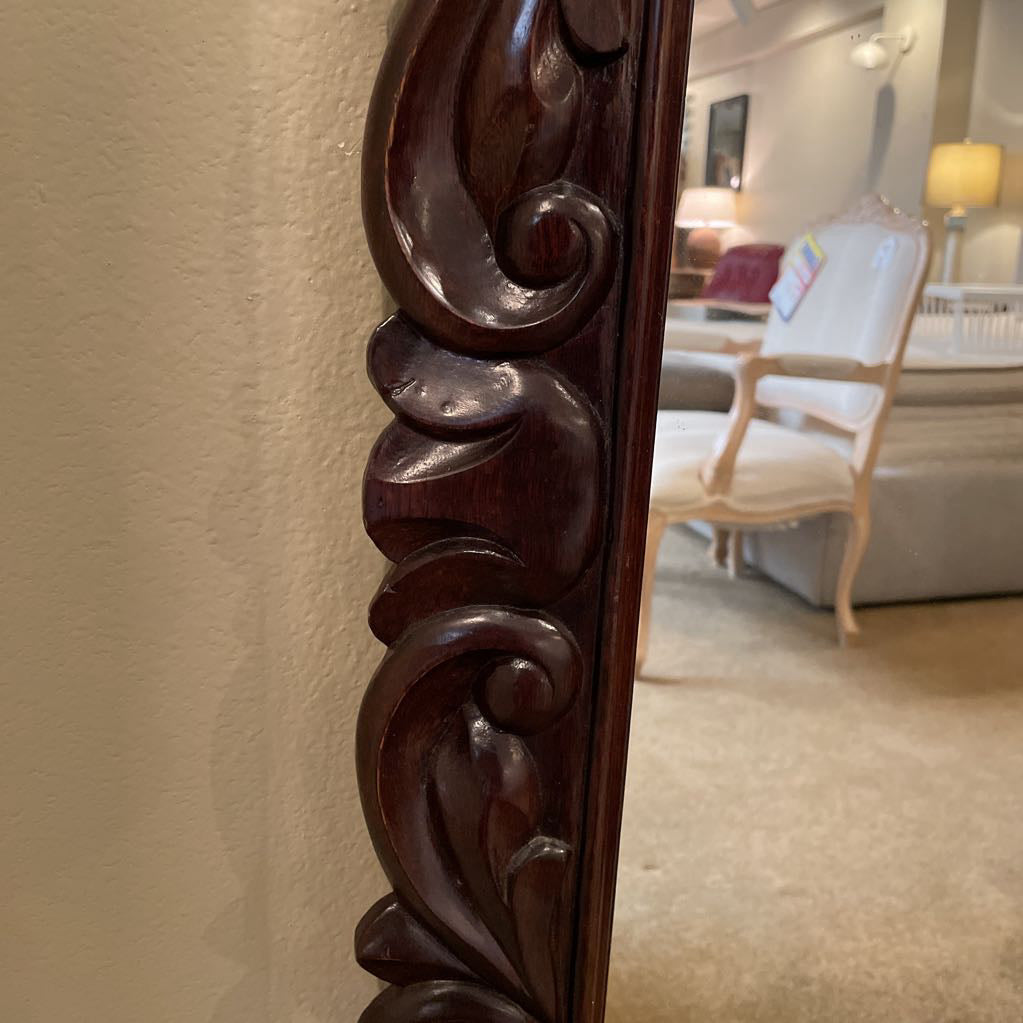 Dark Wood Carved Full Length Mirror