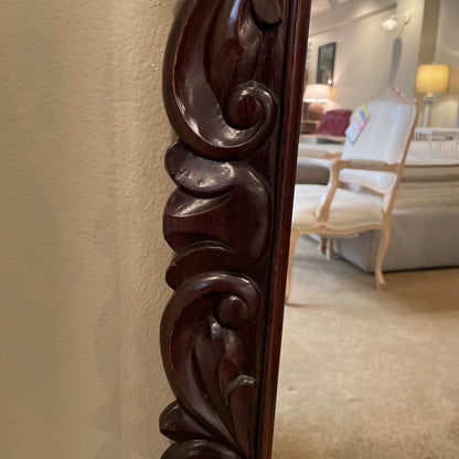 Dark Wood Carved Full Length Mirror