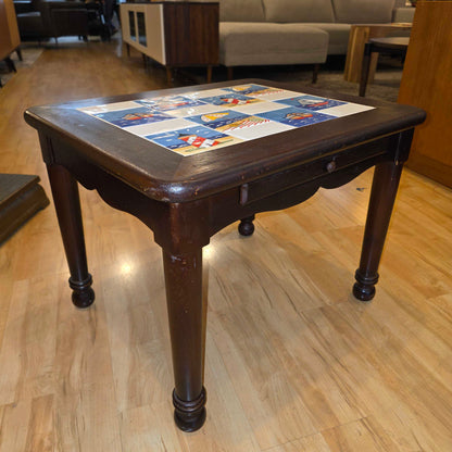 Dark Wood Ocean Tile End Table