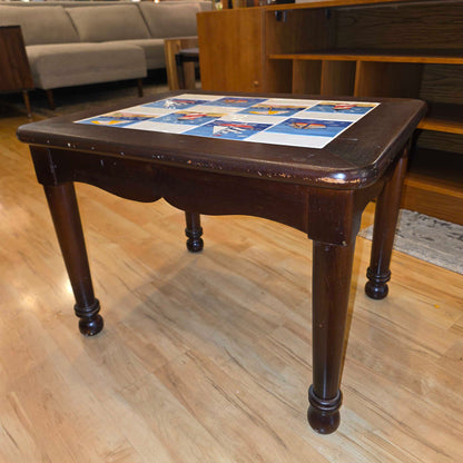 Dark Wood Ocean Tile End Table
