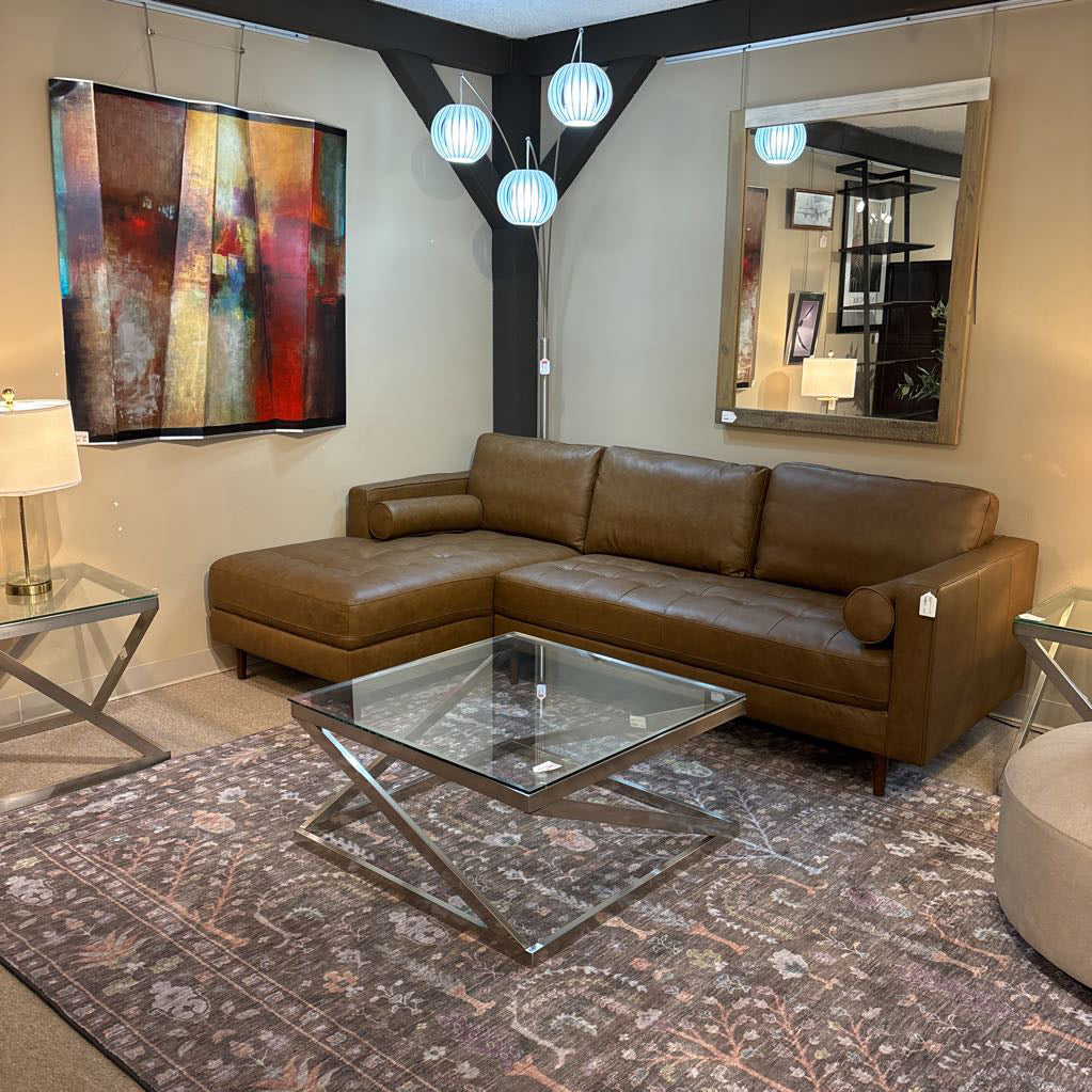 Malmo Sepia Leather LAF Chaise Sectional