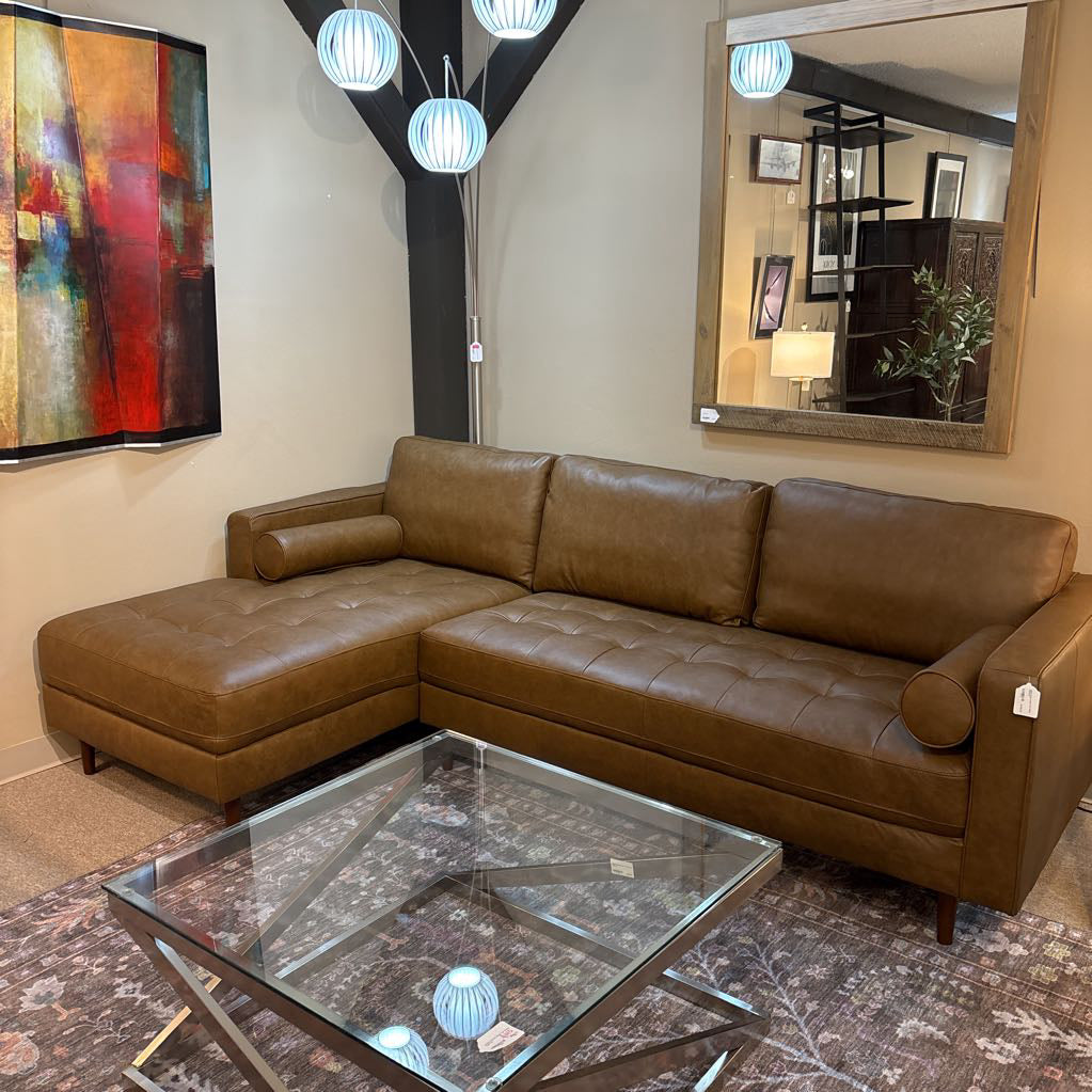 Malmo Sepia Leather LAF Chaise Sectional