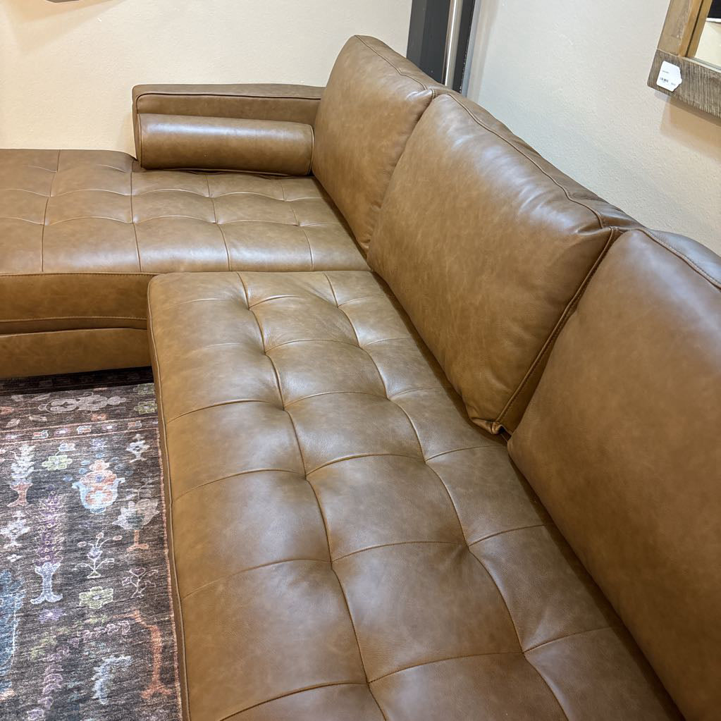 Malmo Sepia Leather LAF Chaise Sectional
