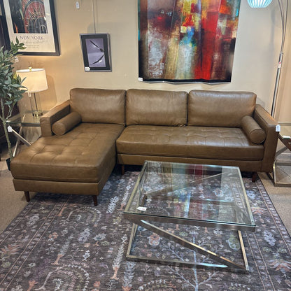 Malmo Sepia Leather LAF Chaise Sectional U SECTIONALS LAF