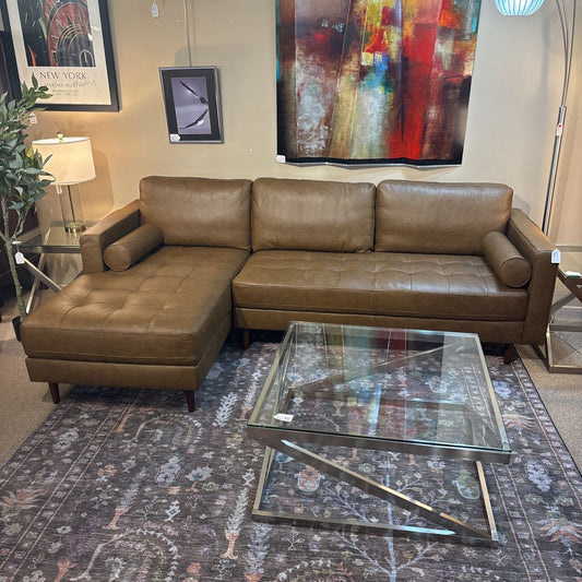 Malmo Sepia Leather LAF Chaise Sectional