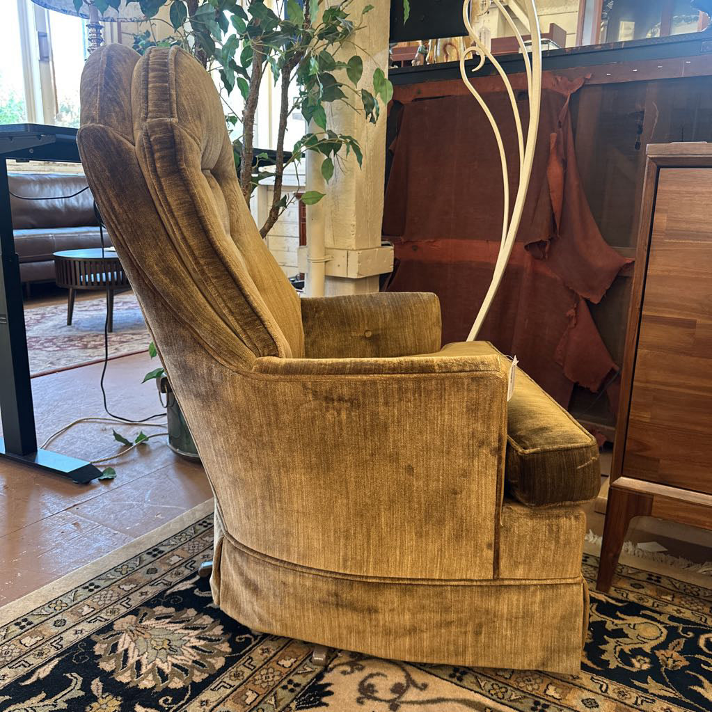 Olive green vintage swivel rocker
