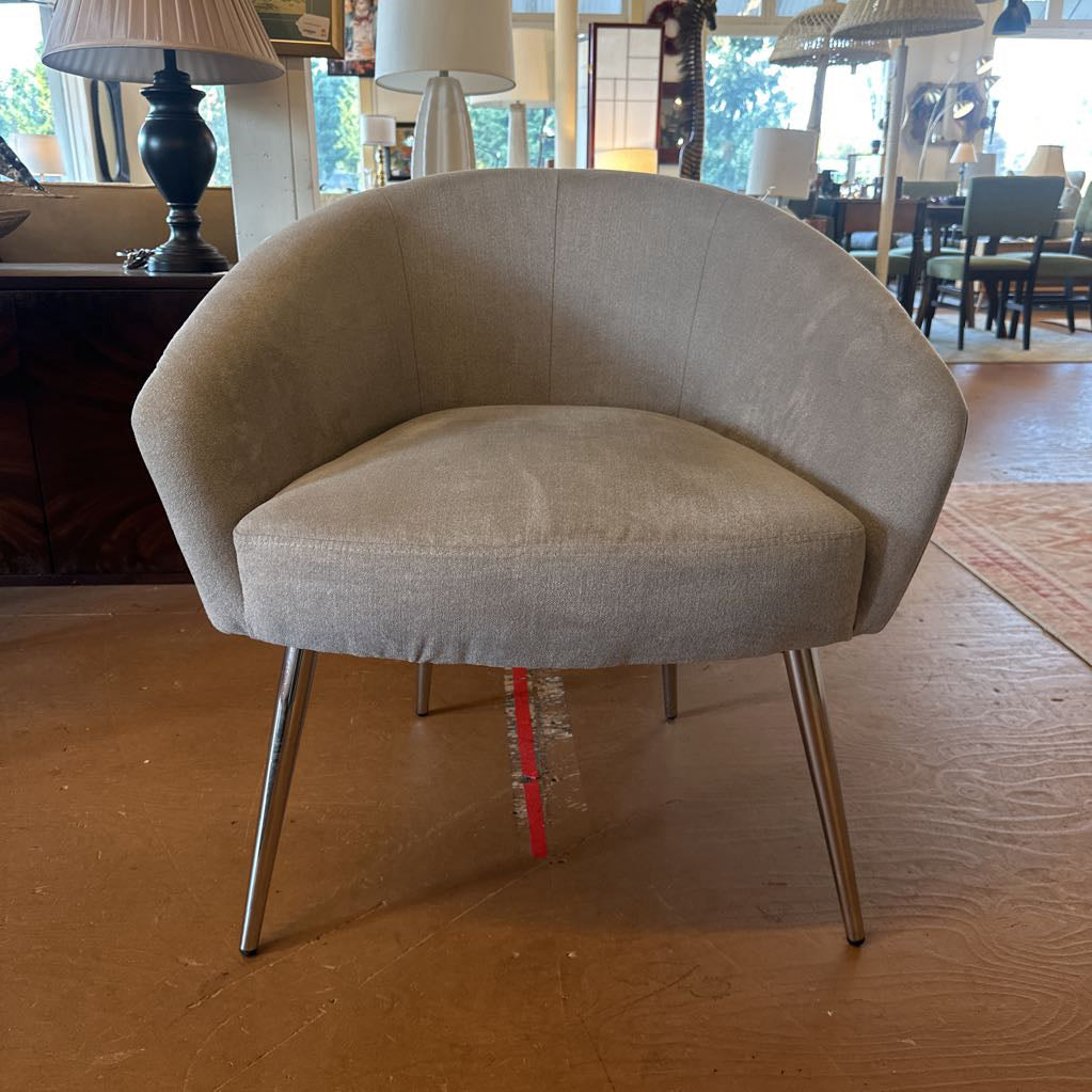 Modern Grey Chrome Leg Accent Chair