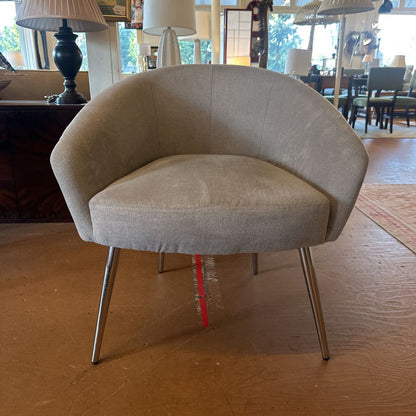 Modern Grey Chrome Leg Accent Chair