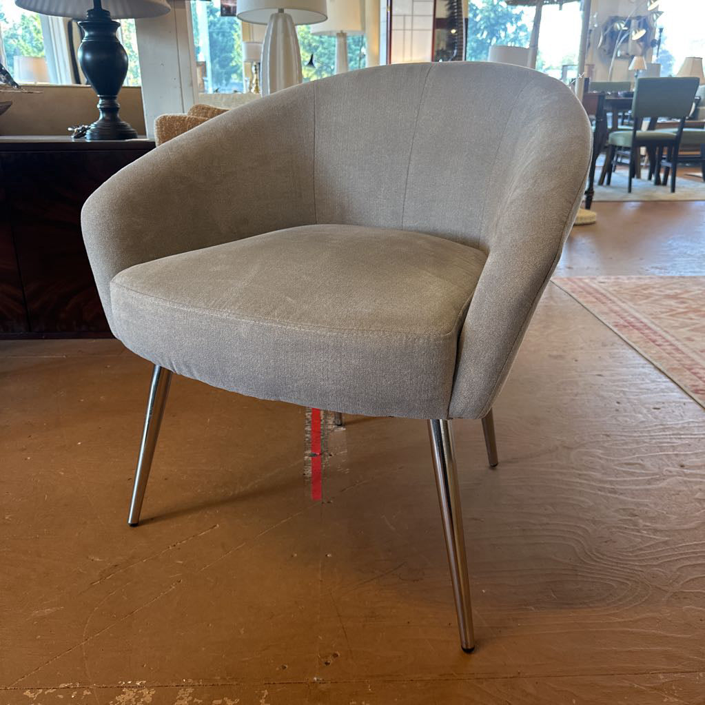 Modern Grey Chrome Leg Accent Chair