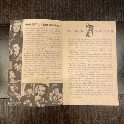 "The Seven Deadly Sins" "Naughty Foreign Film " Brochure"