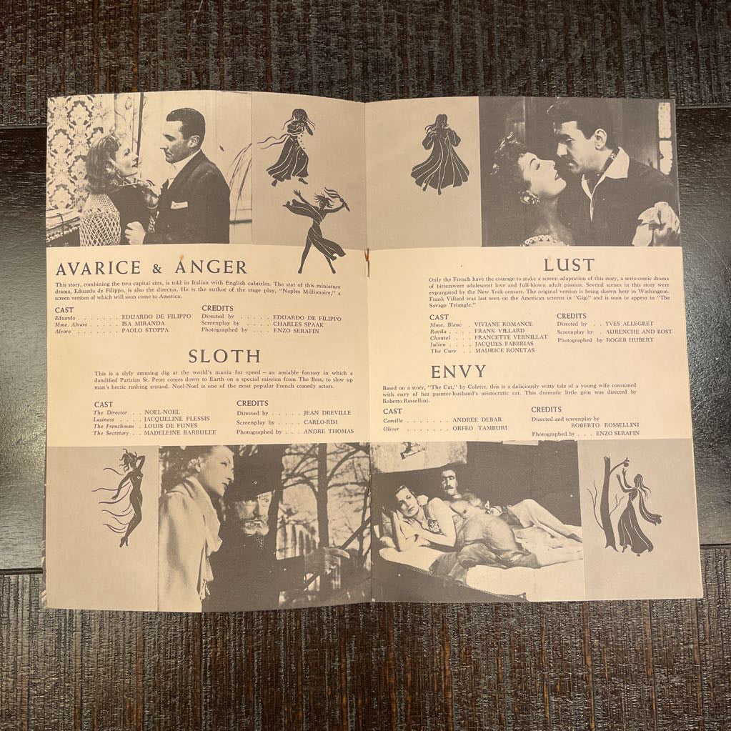 "The Seven Deadly Sins" "Naughty Foreign Film " Brochure"