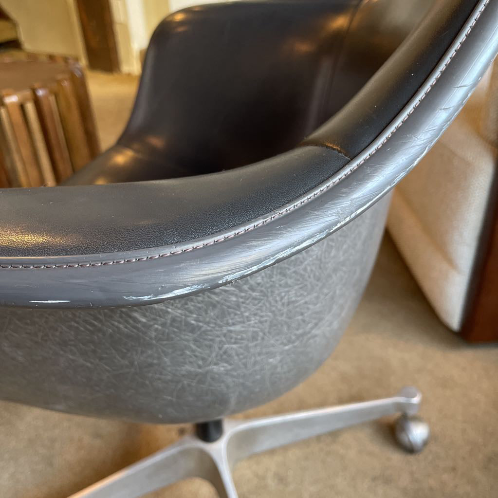 Herman Miller Molded Grey Leather Office Chair C OFFICE CHAIRS