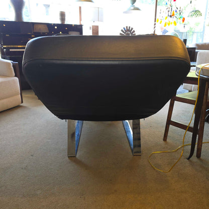 Bo Concept Leather Melo Reclining Black Chaise with Attached Side Table