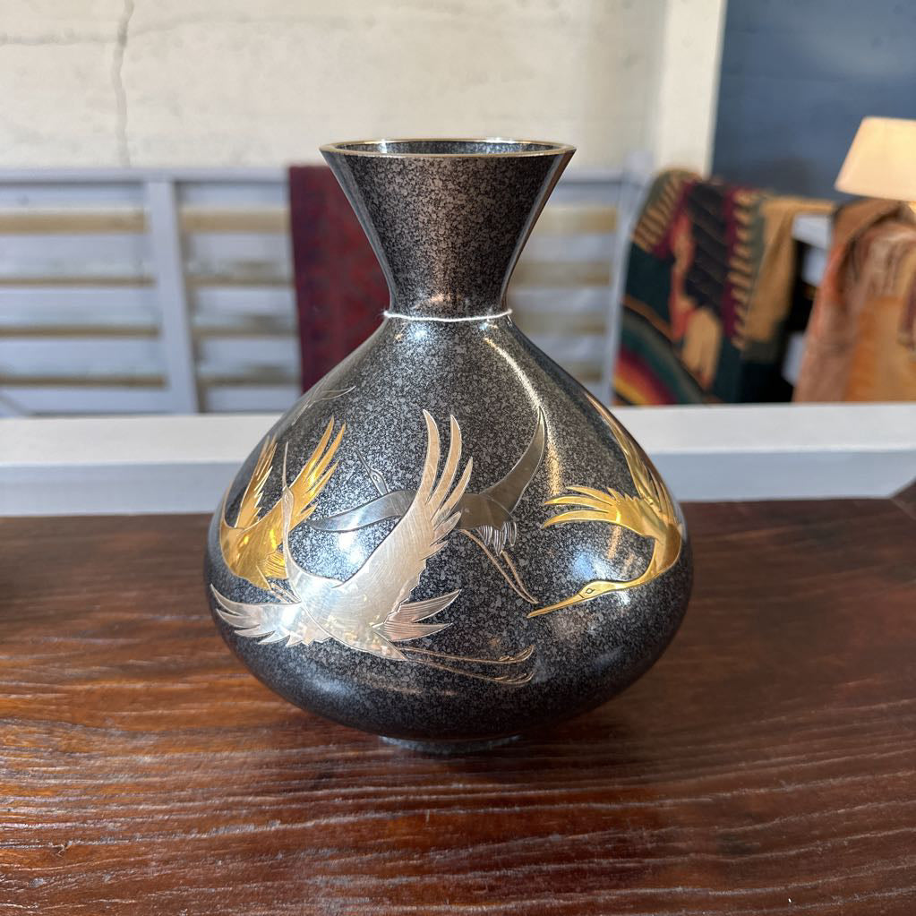 Brass Vase w/ Cranes