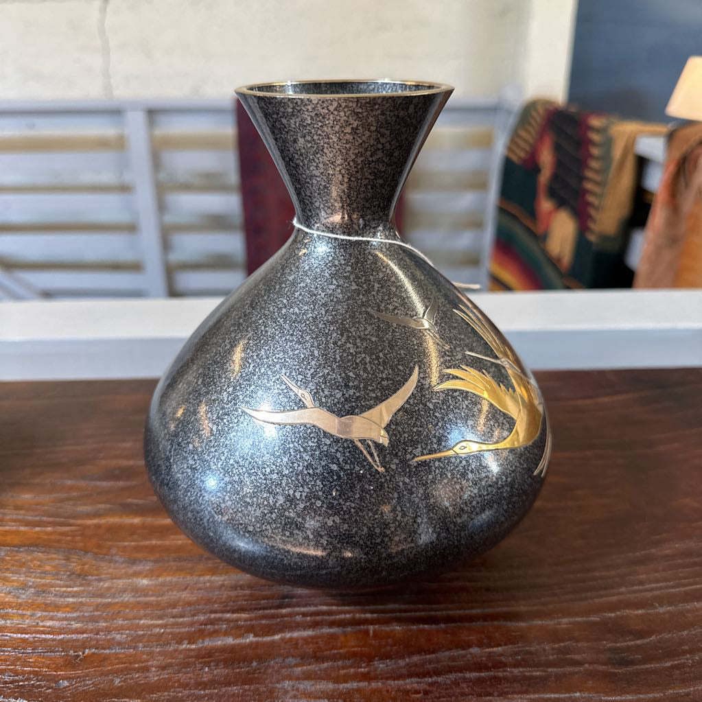Brass Vase w/ Cranes