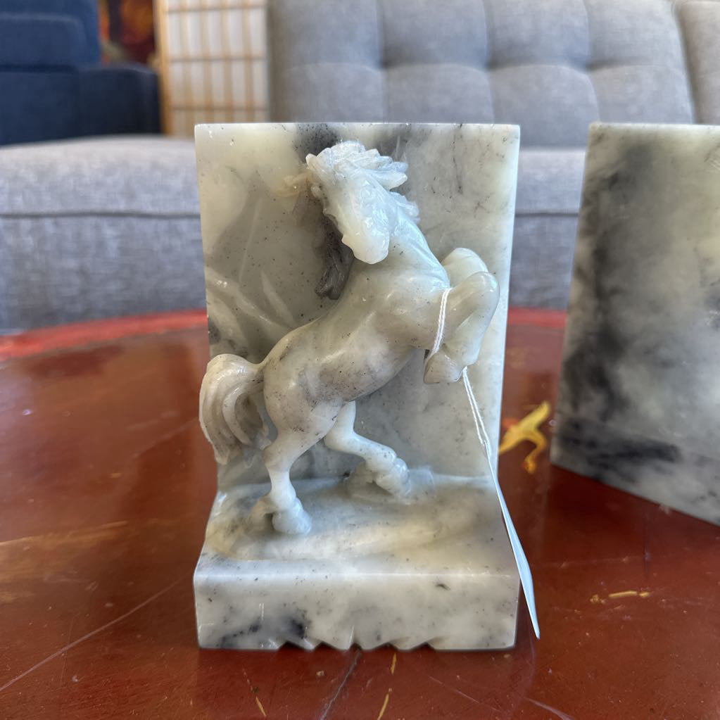 Marble Horse Bookends