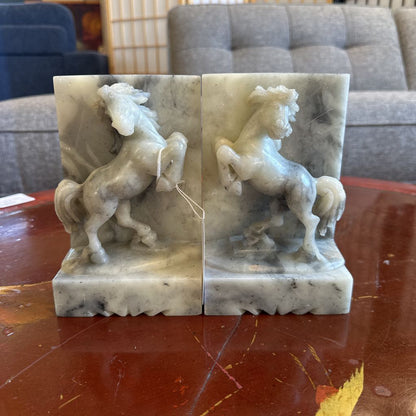 Marble Horse Bookends