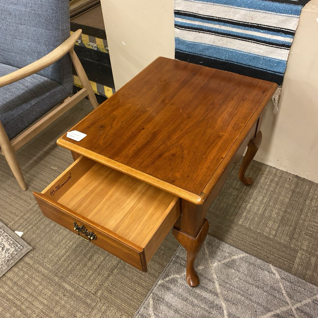 Rectangular Queen Anne Style Side Table w/Drawer