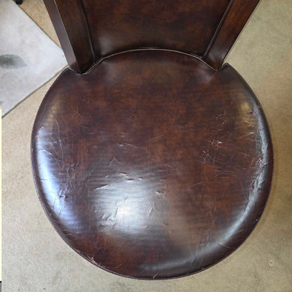 Dark Wood Swivel Stool w/ Carved Decorative Detailing