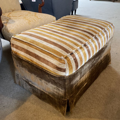 MC Style Gold & Brown Striped Ottoman