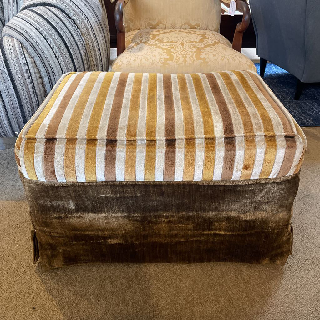 MC Style Gold & Brown Striped Ottoman
