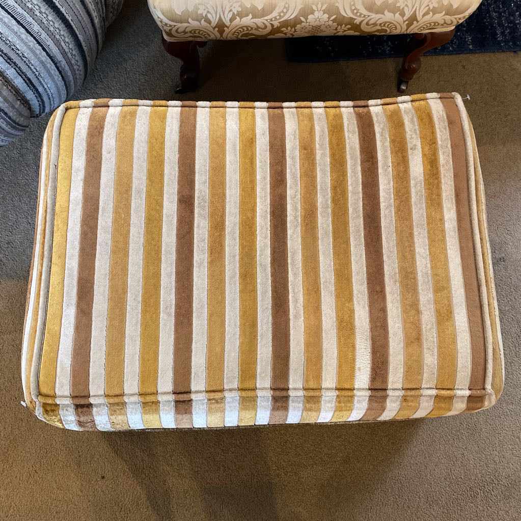 MC Style Gold & Brown Striped Ottoman