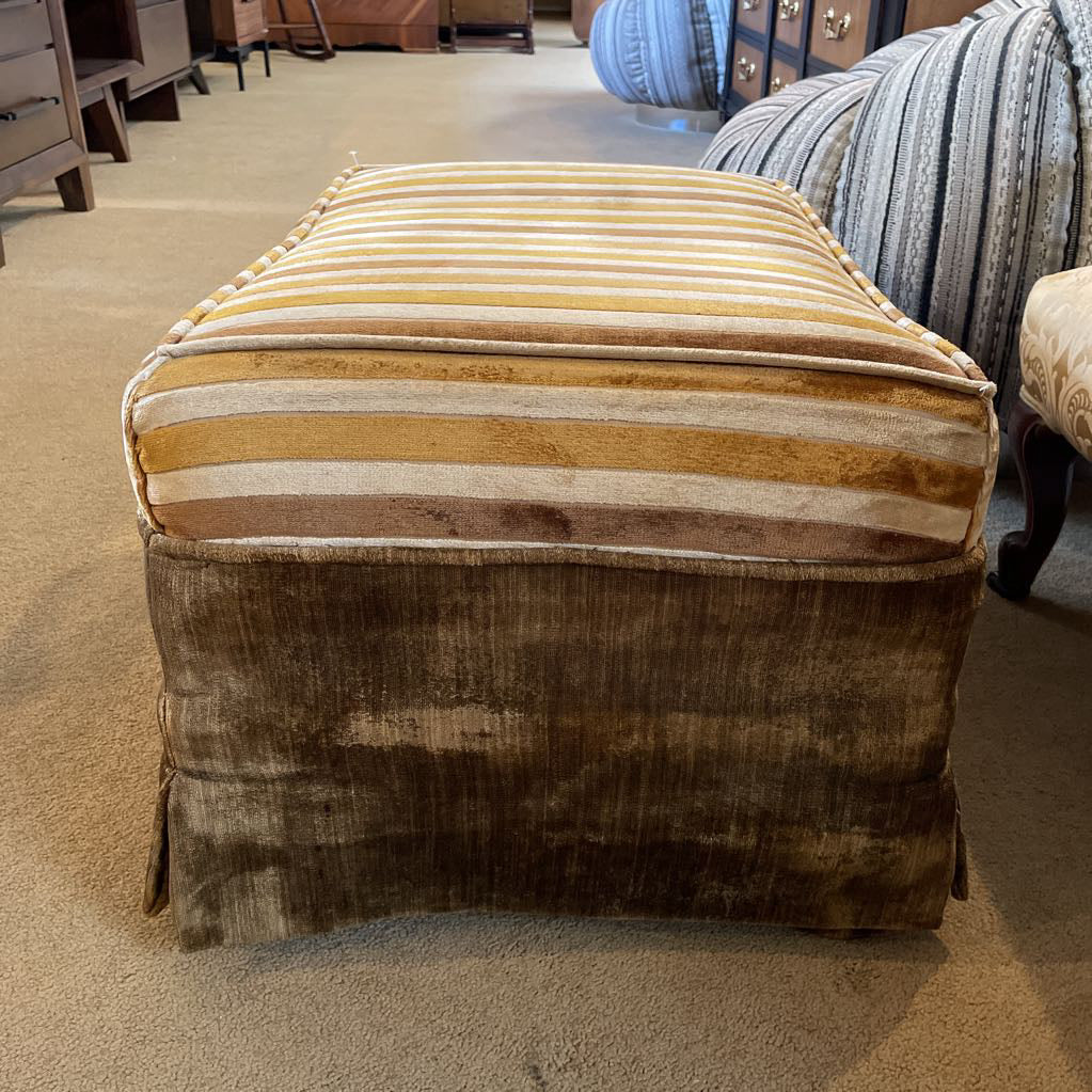 MC Style Gold & Brown Striped Ottoman
