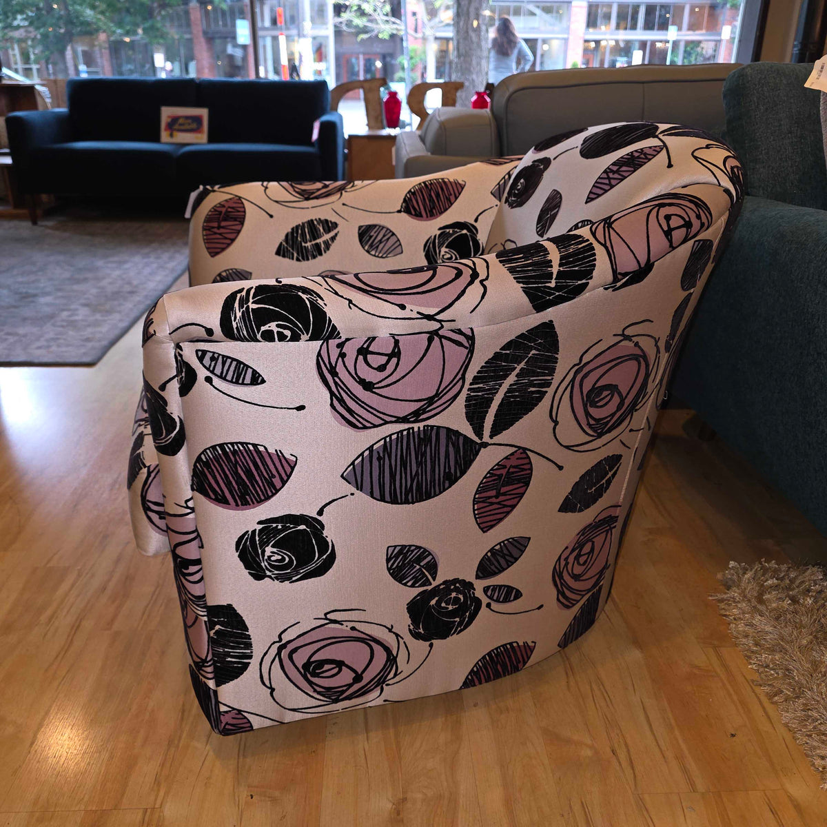 Purple Roses Sketch Design Barrel Glider Chair