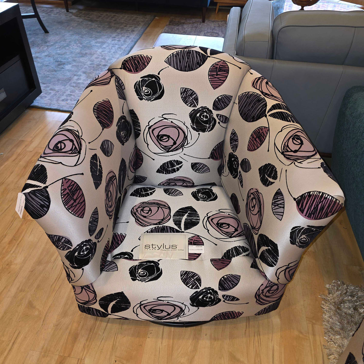 Purple Roses Sketch Design Barrel Glider Chair